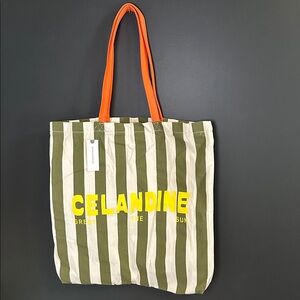 Anthropologie | Celandine Olive and Cream Striped Tote | NWT | SOLD OUT ONLINE